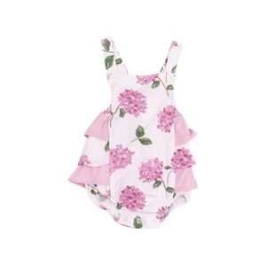 Angel Dear Pink Purple and White Hydrangeas Floral Sunsuit Romper
